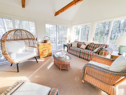 Wellfleet Cape Cod vacation rental - Sunroom with sleeper sofa and sliders that open to deck and front