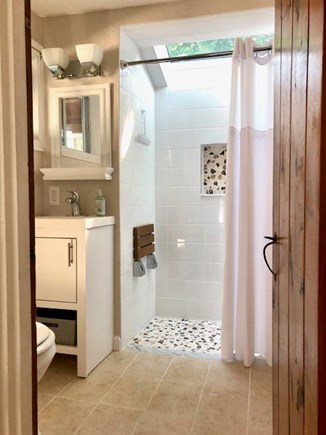 West Dennis Cape Cod vacation rental - Bathroom (fully renovated 2020) with skylight above shower