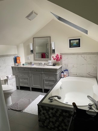 Indian Neck, Wareham MA vacation rental - Second floor bathroom with shower & large tub & washer/dryer.