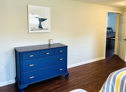 Brewster Cape Cod vacation rental - Bright blue accents in the lower level bedroom - 671 Great Fields Rd Brewster Cape Cod - Beach Glass - New England Vacation Rentals