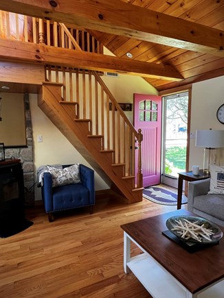 Dennis Cape Cod vacation rental - Open living room with stairs to loft bedroom