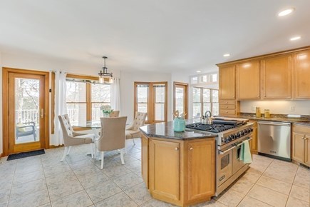 Sandwich, on Triangle Lake Cape Cod vacation rental - Chef's kitchen and breakfast area