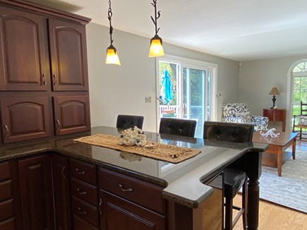 Waquoit Bay, East Falmouth Cape Cod vacation rental - Kitchen eating area with wine refrigerator