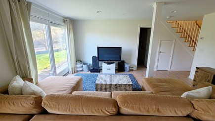 Truro Cape Cod vacation rental - Lower level family room with comfortable sofa and flat screen TV