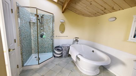Truro Cape Cod vacation rental - Second floor master ensuite bathroom with separate tub and shower