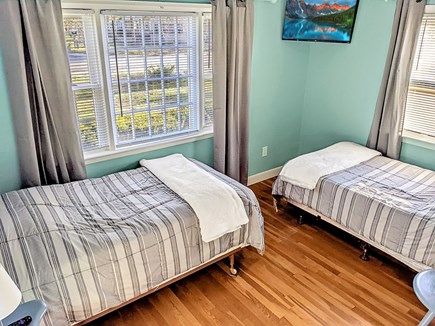 South Dennis Cape Cod vacation rental - Bedroom with Two Twin Beds and a Roku Smart TV