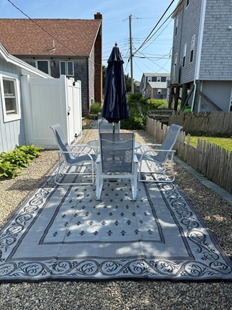 Plymouth, White Horse Beach MA vacation rental - Yard with outdoor dining, grill and outdoor shower