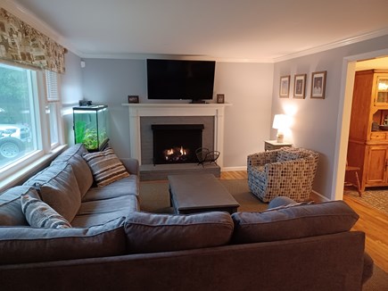 Yarmouth Cape Cod vacation rental - Living room with gas fireplace.