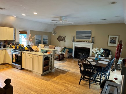 Wareham MA vacation rental - Kitchen, living room and dining room, looking from front door