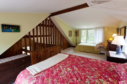 Truro Cape Cod vacation rental - Loft bedroom. Queen and twin beds. Half wall provides privacy.