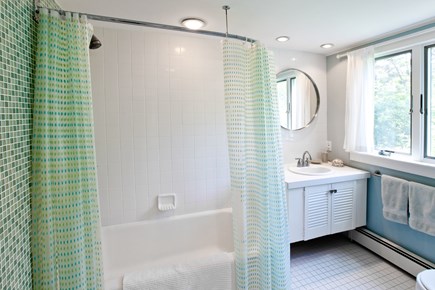 Truro Cape Cod vacation rental - Bathroom off kitchen.