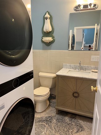 Bourne, Buzzards Bay Cape Cod vacation rental - 1st floor 1/2 bathroom with washer and dryer