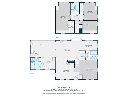 Sandwich Cape Cod vacation rental - Floor plan of main and upstairs bedrooms 