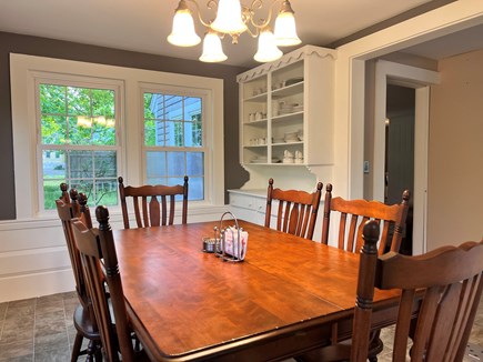 Eastham Cape Cod vacation rental - Dining room, seating for 8. Wine, champagne and cocktail glasses