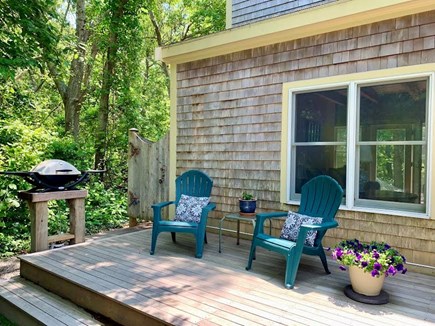 Brewster Cape Cod vacation rental - Deck w/ access: grill/whimsical outdoor shower/side yard/fire pit