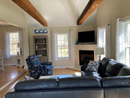 Brewster Cape Cod vacation rental - Living room with cathedral ceiling.
