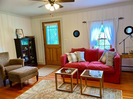 West Brewster-North of 6A Cape Cod vacation rental - Living room towards front door