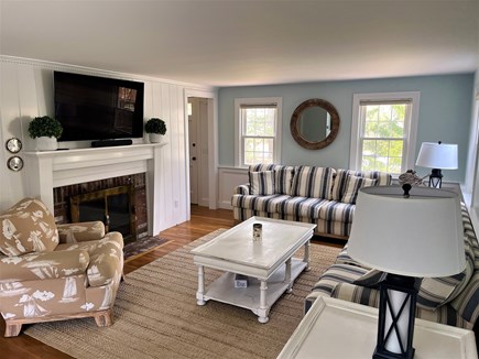 South Yarmouth Cape Cod vacation rental - Spacious fireplace living room with flat screen T.V.