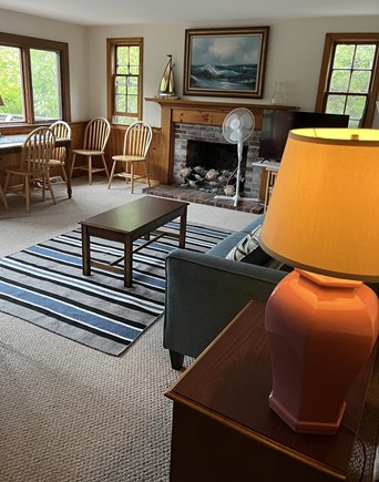 Brewster Cape Cod vacation rental - Spacious Living room with Bay window dining table.