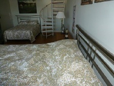 Yarmouth, Bass River Cape Cod vacation rental - Bedroom with queen and full beds  Note the spiral staircase