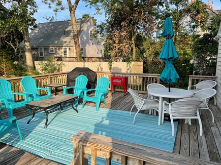 Dennis Port Cape Cod vacation rental - Deck has dining and lounge seating, grill, and patio cooler