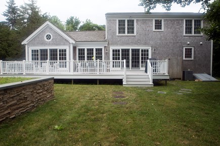Dennis Village Cape Cod vacation rental - Large Back Yard.  Fully Enclosed Outdoor Shower to right of Deck.