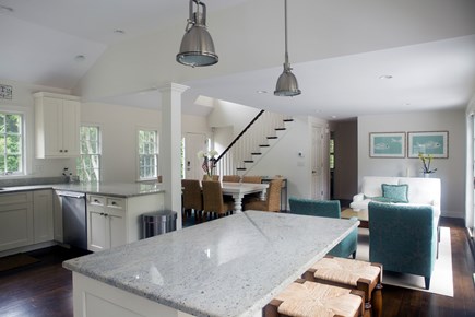 Dennis Village Cape Cod vacation rental - Kitchen Island & Peninsula have Bar Stools for extra seating.