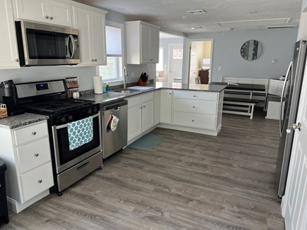 Wareham MA vacation rental - Front Cottage Open Kitchen into Dining Area