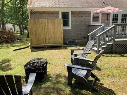 Barnstable/Centerville  Cape Cod vacation rental - The outdoor shower and fire pit are a few steps off the deck.