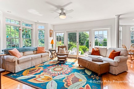 Yarmouth Cape Cod vacation rental - Lounge off kitchen with a truly striking rug