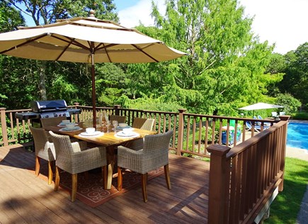 Brewster Cape Cod vacation rental - Beautiful deck area with grill – stairs to pool