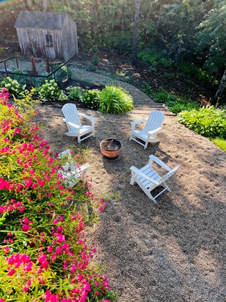 Mashpee Cape Cod vacation rental - Outside Fire pit with Adirondack chairs
