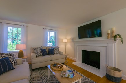 East Sandwich Cape Cod vacation rental - Fireplace and TV in Living Room
