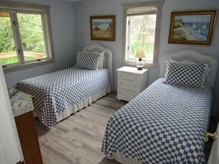 West Dennis Cape Cod vacation rental - Twin BR. New vinyl plank floors & paint. Dresser & closet.