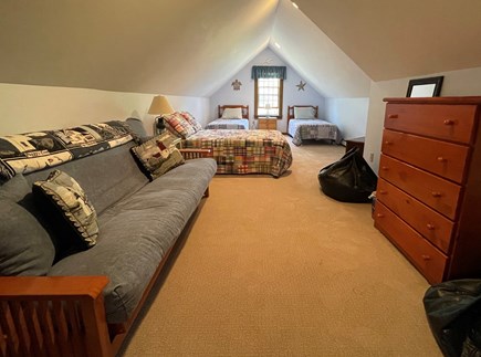 Eastham Cape Cod vacation rental - Kids' sleep space with two twins and a full, plus toy box and TV