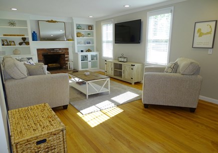 Harwich Cape Cod vacation rental - Living room offers TV, hardwood floors, new furniture