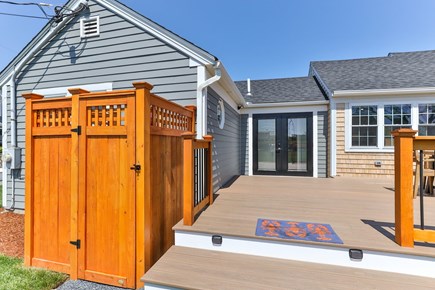 Yarmouth, Wimbledon Shores Cape Cod vacation rental - Brand new cedar outdoor shower with the best surprise inside ...