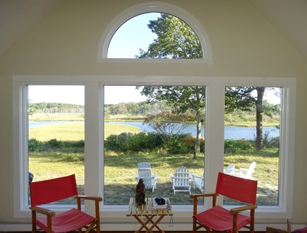 South Dennis Cape Cod vacation rental - Comfortable vaulted living room with stunning views