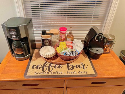E. Falmouth Cape Cod vacation rental - Coffee Bar with Nespresso Machine & Drip Coffee pot