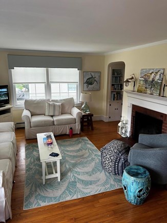 Falmouth Cape Cod vacation rental - Living room with peak of ocean