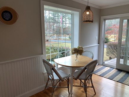 Harwich Cape Cod vacation rental - Breakfast nook area looking out into mature hydrangeas