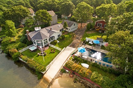Falmouth Cape Cod vacation rental - Aerial of property (house, pool, ramp)