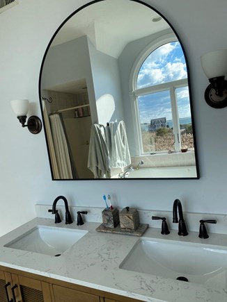 West Yarmouth Cape Cod vacation rental - Master Bath new vanity deep Jacuzzi, shower, best view!