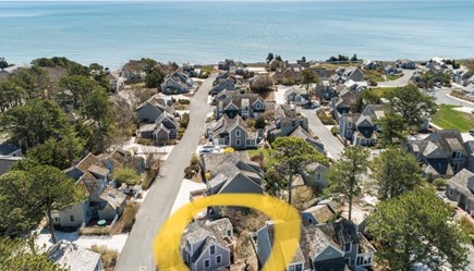 Mashpee Cape Cod vacation rental - Aerial photo of cottage shows close proximity to beach.
