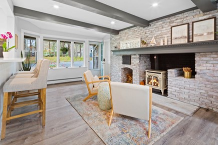 South Yarmouth Cape Cod vacation rental - Sitting room with working gas fireplace