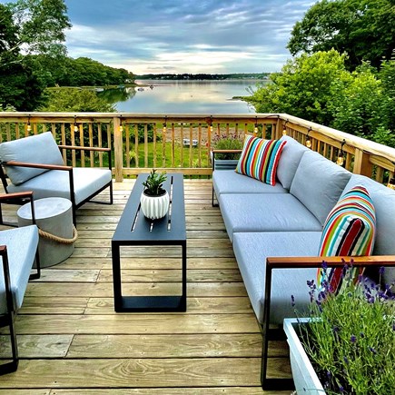 Bourne, Buzzards Bay Cape Cod vacation rental - Deck lounge.  Have drinks while watching the sunset.
