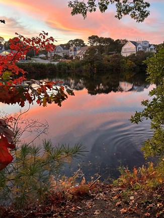Mashpee, New Seabury Cape Cod vacation rental - Deans pond in autumn at dusk.