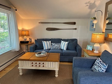 Mashpee, New Seabury Cape Cod vacation rental - Living room with ceiling fan and TV
