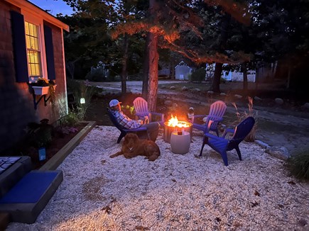 Eastham Cape Cod vacation rental - Enjoying an evening fire!