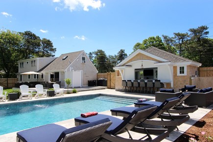 Dennis Cape Cod vacation rental - Gorgeous backyard with heated pool & cabana bar